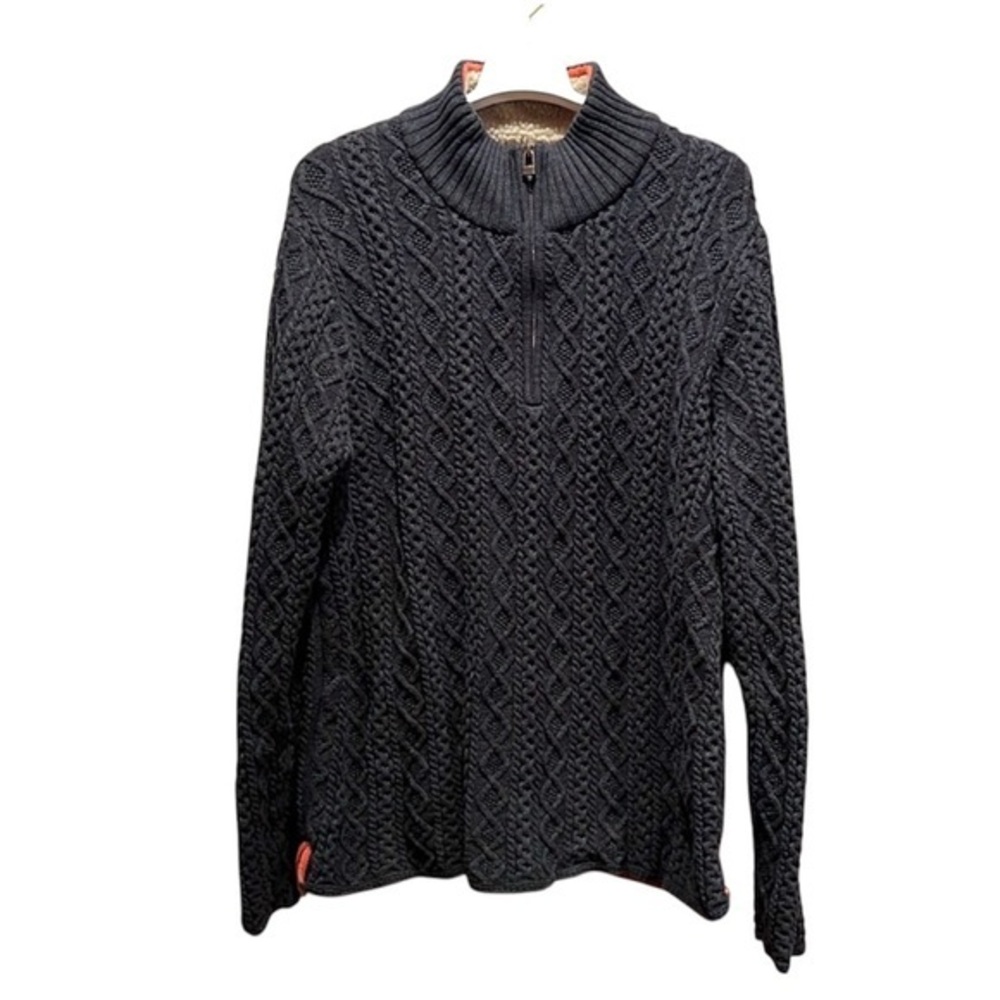 Carbon2Cobalt Men’s Fisherman’s Sweater Dark Gray Orange Size Large